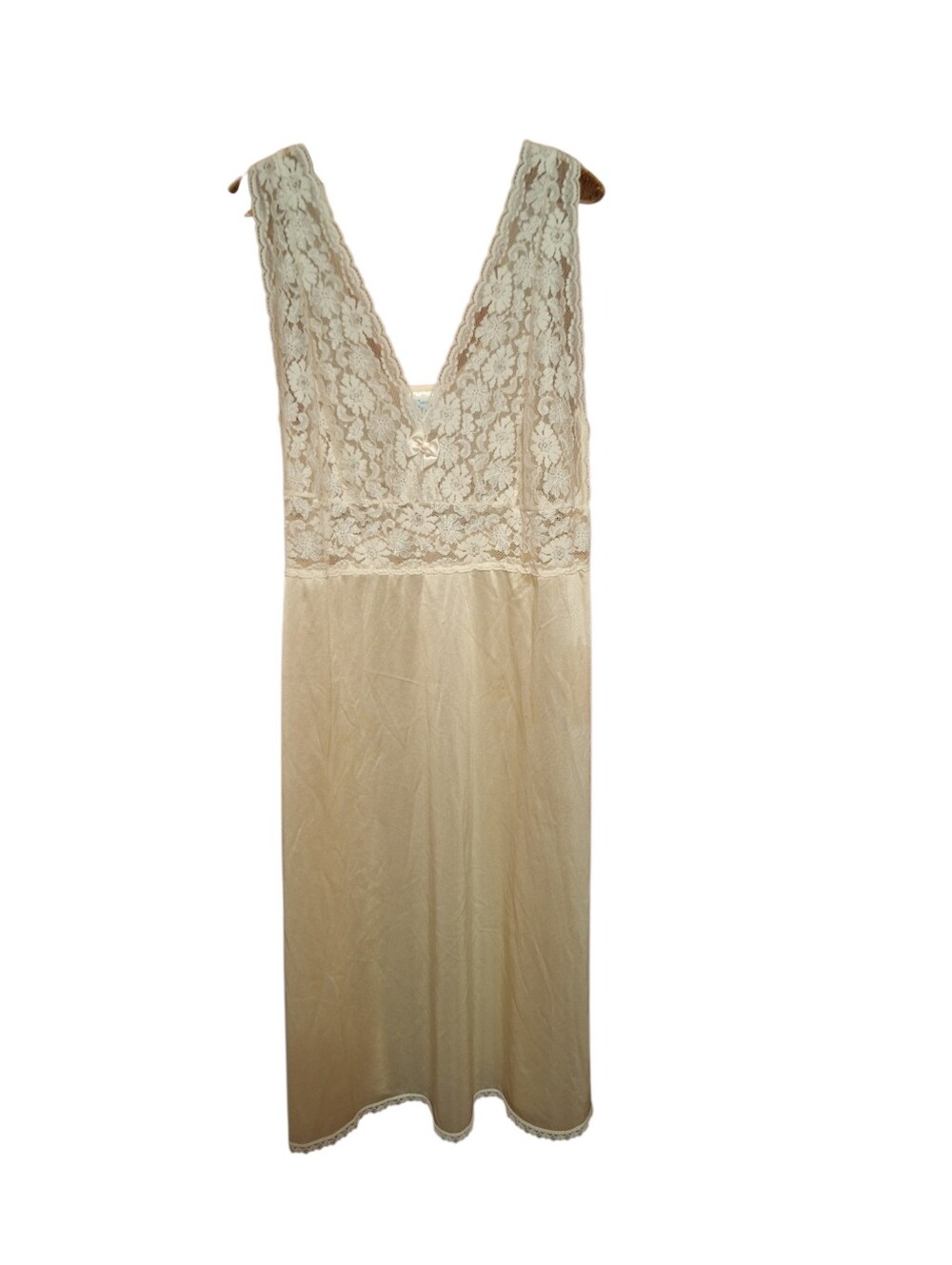 Vintage Smart Fit Sleeveless Chemise Gown Ladies 44 Champagne Slip Nightie Lux